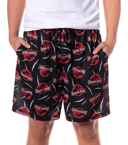 Jurassic Park Isla Nublar Men's Black Lounge Shorts - Small at